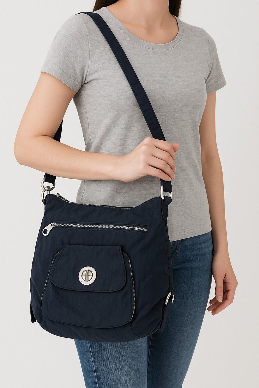 Baggallini Brussels Black Nylon 3-Way Convertible Shoulder Crossbody Hobo Purse
